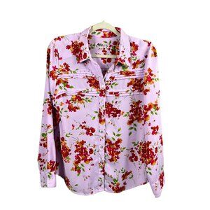Nanette Lapore Women's Lavender Floral Long Sleeve Blouse